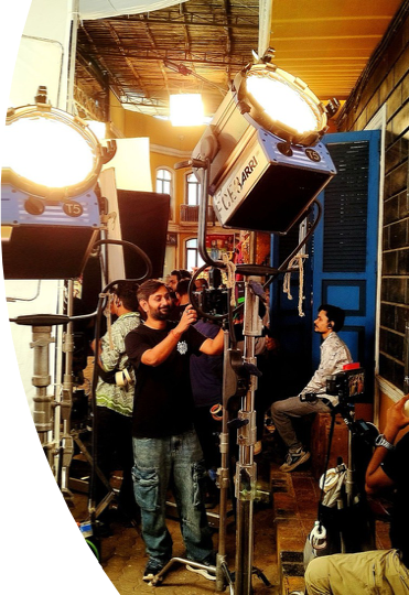 ARRI Lighting and Cameraman on set